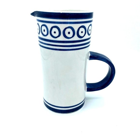 Studio Pottery Hand Painted Cobalt Blue White Creamer Pitcher Unsigned‎ *Read* - Picture 1 of 9